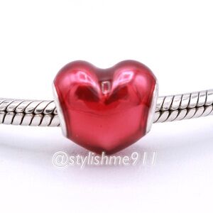 Authentic PANDORA Metallic Red Heart Charm - 799291C02